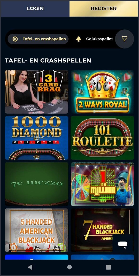 Live tafelspellen zoals roulette en blackjack